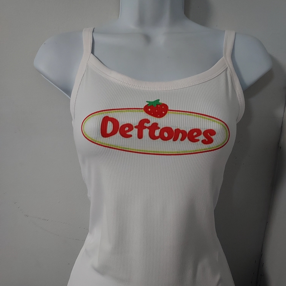 Deftones strawberrry shortcake tank top white deftones strawberry shortcake shir